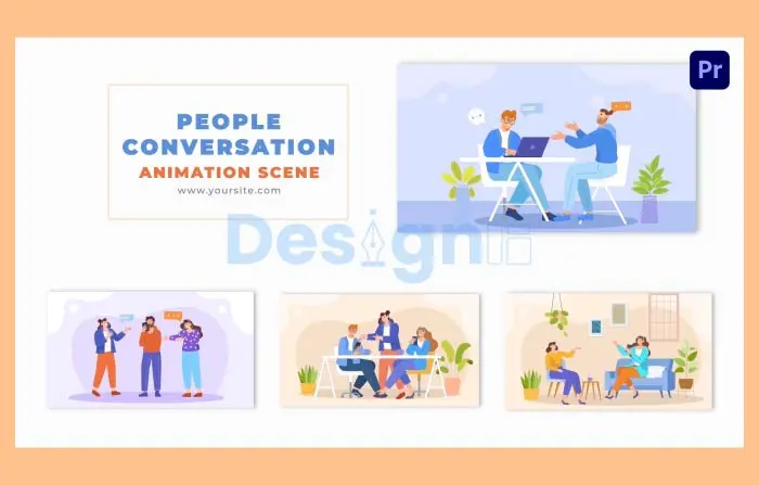 Creative Flat Design Office Meeting Conversations Animation Scene